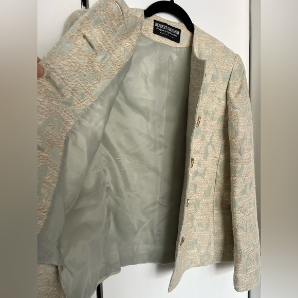 Vintage Green And Cream Women’s Blazer, 80s style suit, classy suit jacket - Picture 4 of 8